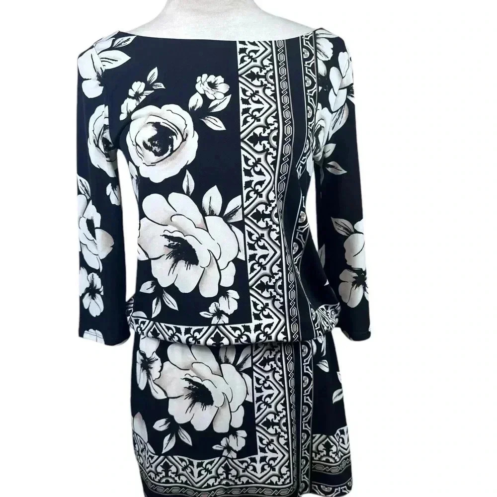 White House Black Market floral and scroll print dress size small